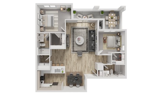 Floor plan for 2 beds, 2 baths, 1488 sqft
